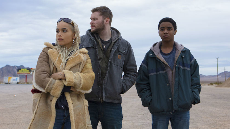 Milly (Zoe Kravitz), Jimmy (Jack Reynor, center) and Eli (Myles Truitt, right) in KIN.